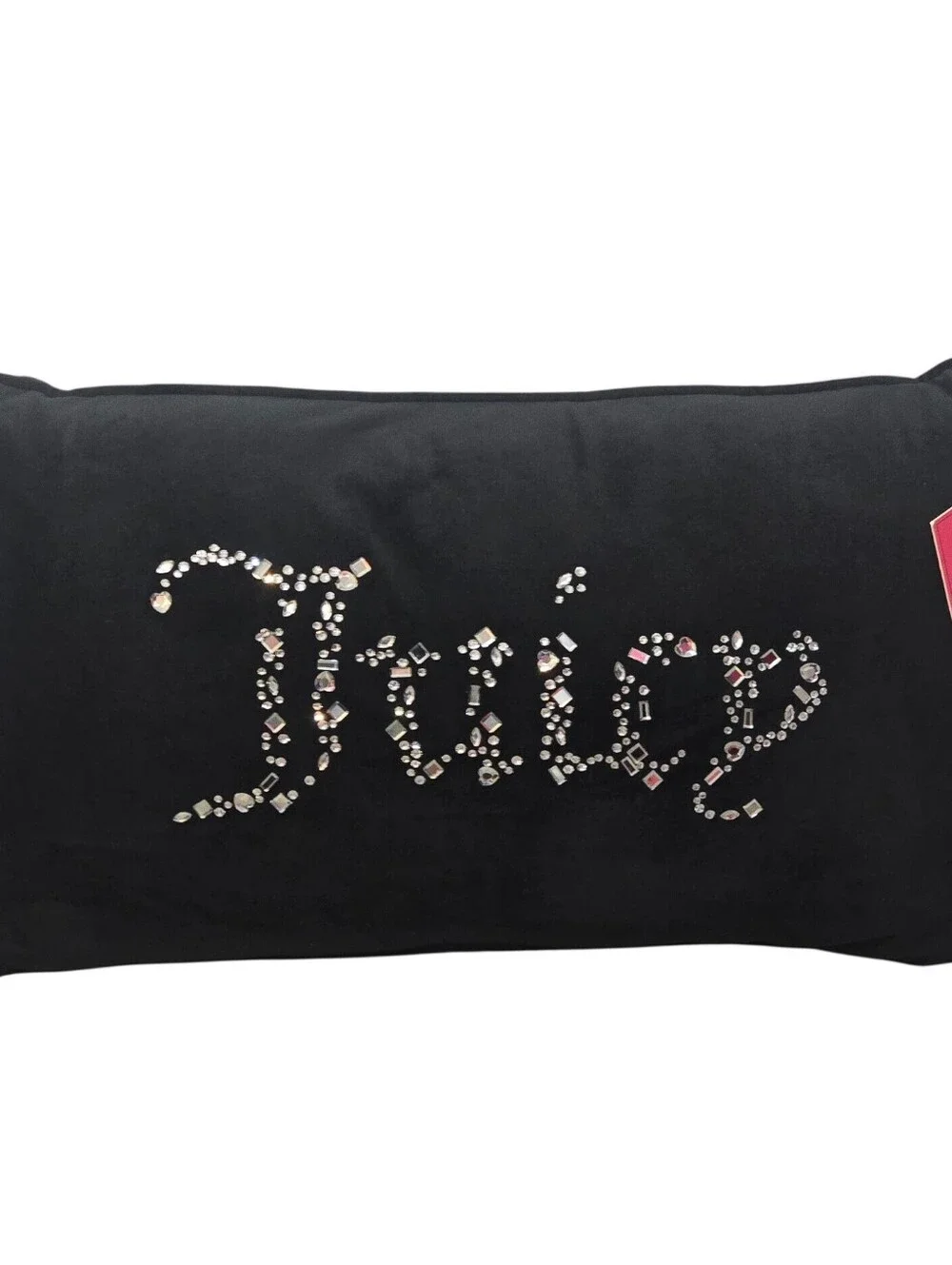 Juicy Couture Home Jeweled Logo Velour Decorative Accent Pillow